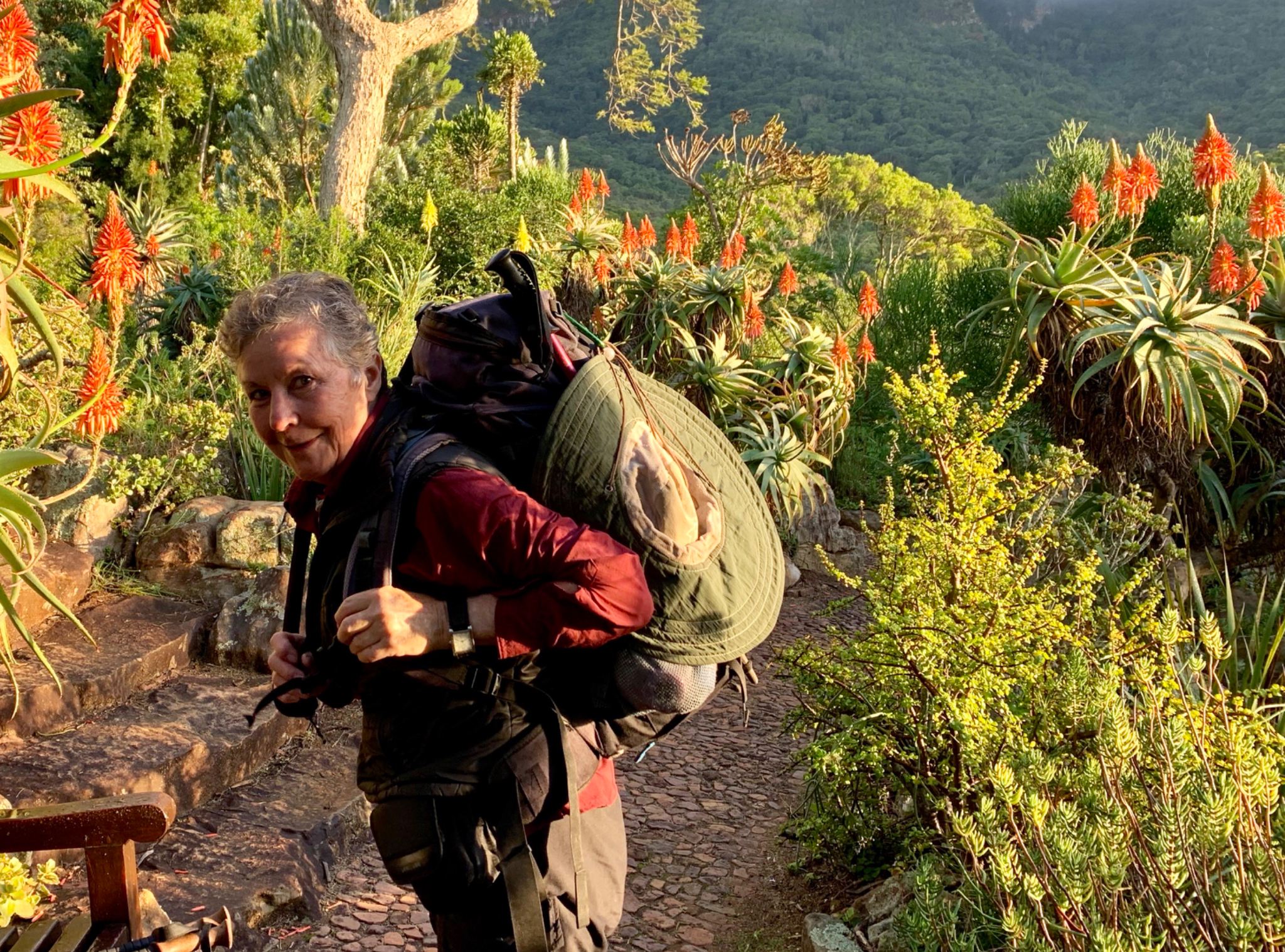 Irene at start of hike Kirstenbosch National Botanical Garden